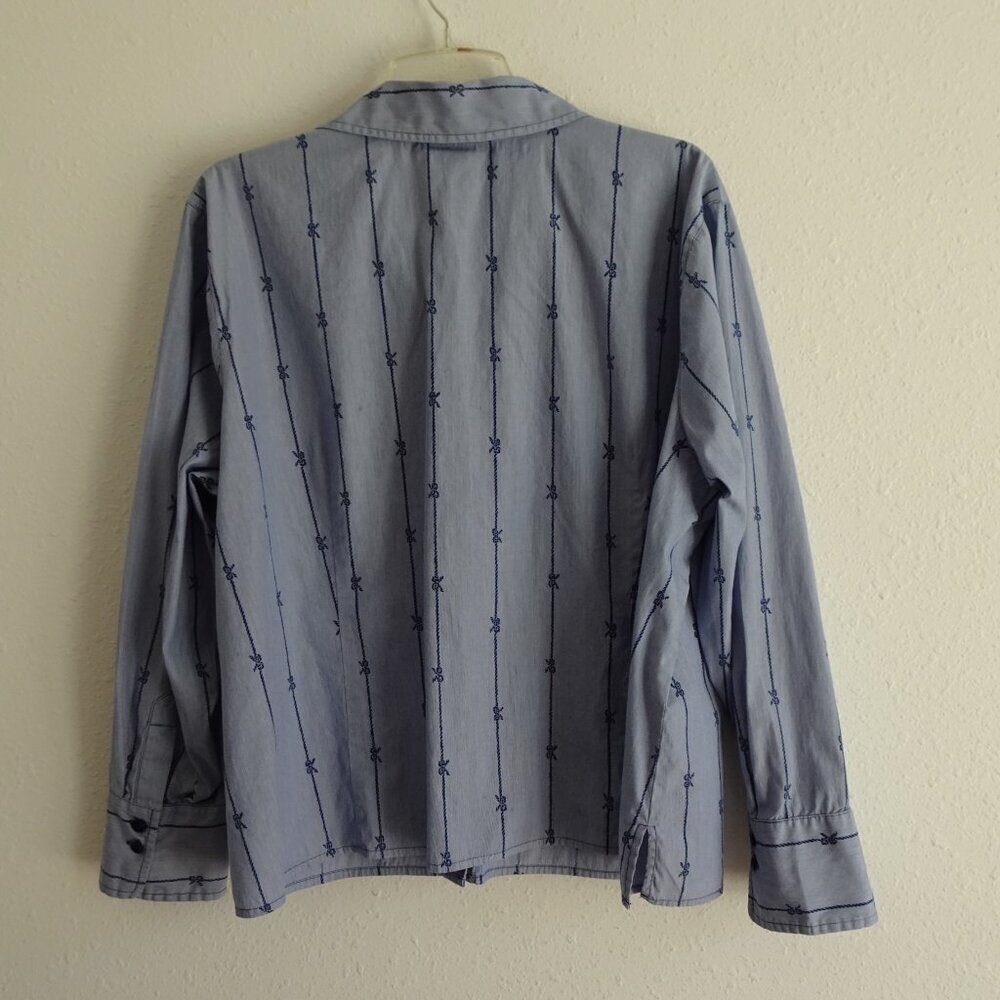Talbots Button Front Top Blouse Women's Petite Plus Size 22W Blue Bow Print - Picture 5 of 8